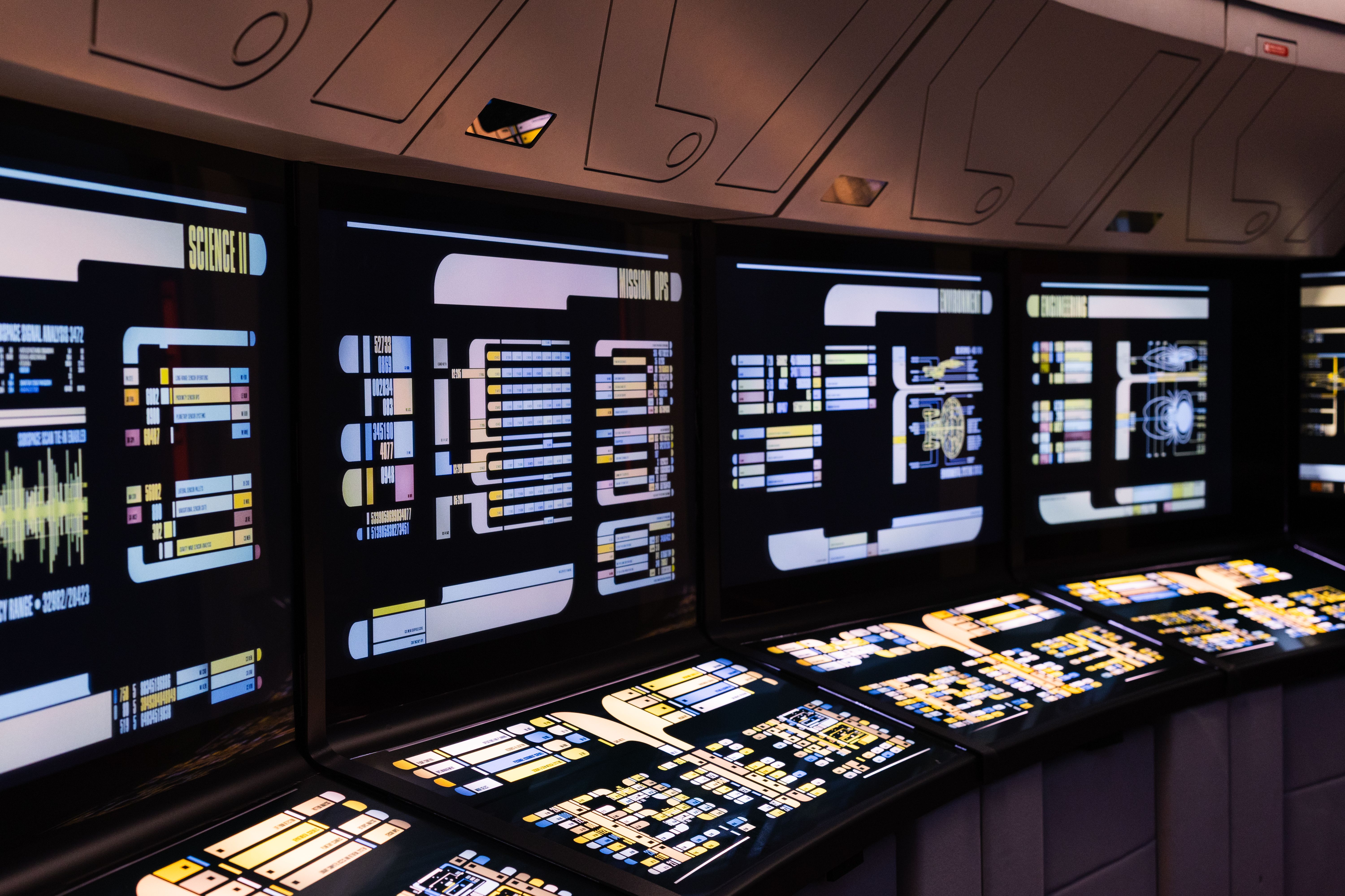 Operations command center screens representing WashIQ's multi-site monitoring and decision layer